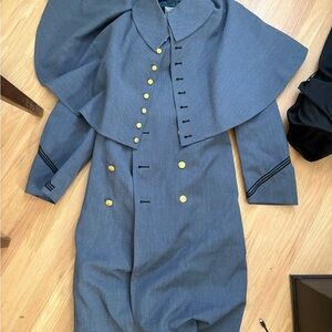 Vintage West Point Cadet Greatcoat Wool Military Cape Coat size 40 Grey